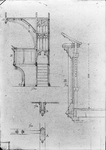 835525 Opstand en doorsnede van de katheder in het Academiegebouw (Munsterkerkhof 29) te Utrecht.